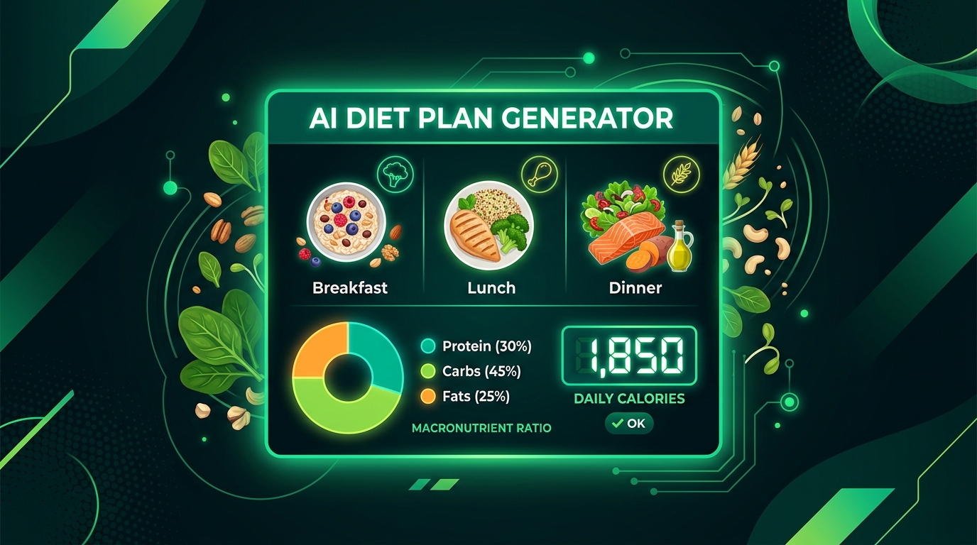 AI Diet Plan Generator — builds personalised meal plans with calorie targets, macros and dietary restriction support