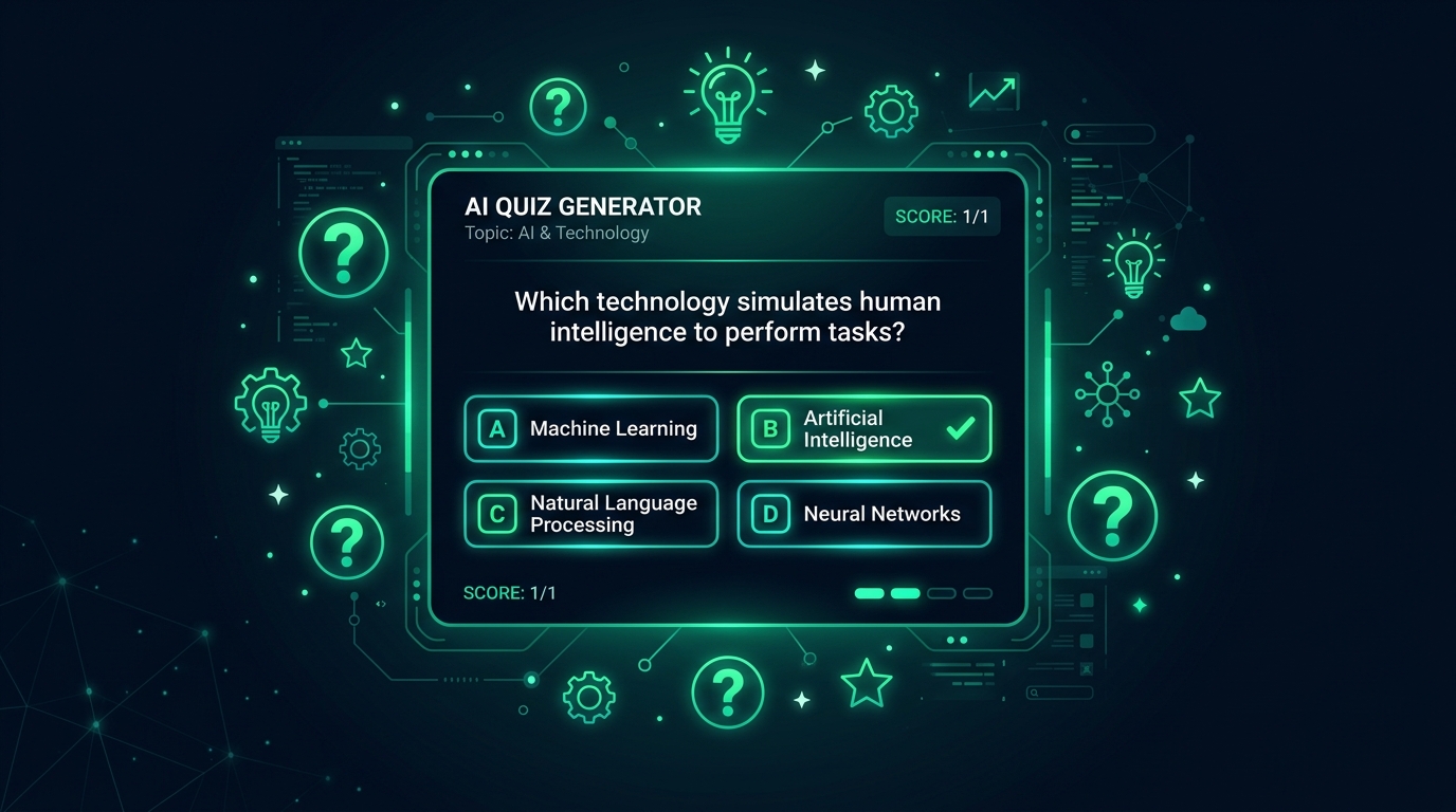 AI Quiz Generator — creates educational multiple-choice quizzes with answer keys for any subject and grade level